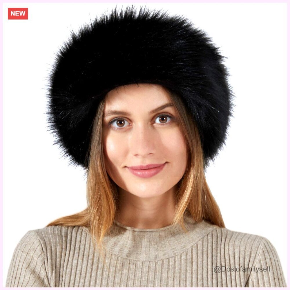 Faux Fur Headband Ear Warmer with Elastic Band for Cold Weather